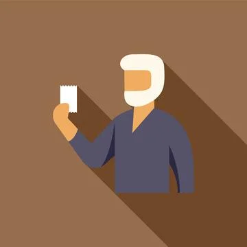 Senior man holding queue ticket or raffle ticket Stock Illustration