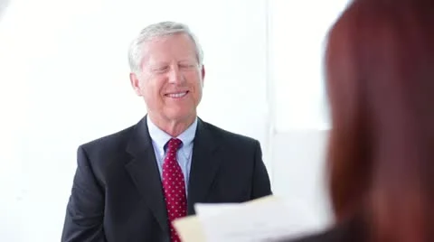 Senior Man at Job Interview Stock Footage 22115924