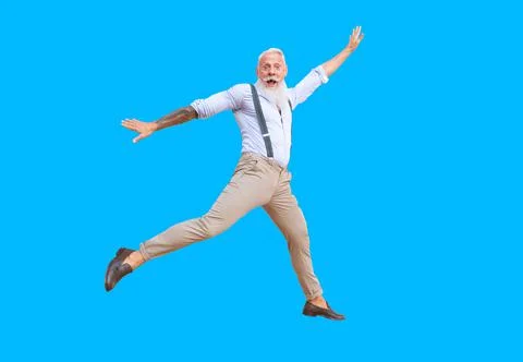 Senior man jumping Stock Photos