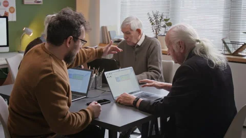 Senior Man Learning to Use Laptop in Computer Literacy Class Stock Footage 333705461