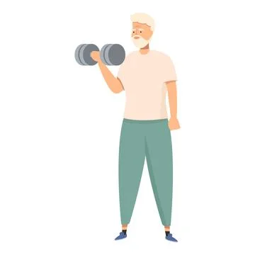 Senior man lifting weights, maintaining fitness and active lifestyle Stock Illustration