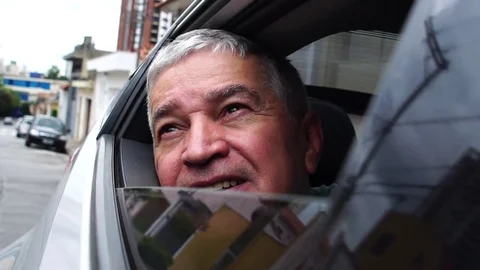 Senior Man looking out window on a journey Stock Footage 82909132