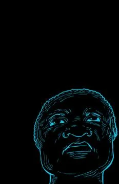 Senior man looking upward over black background Stock Illustration