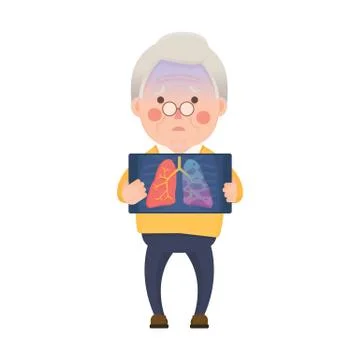 Senior Man with Lung Cancer Problem Stock Illustration