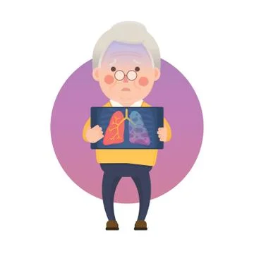Senior Man with Lung Cancer Problem Stock Illustration