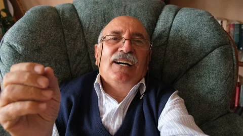 Senior man making video call Stock Footage 131842706