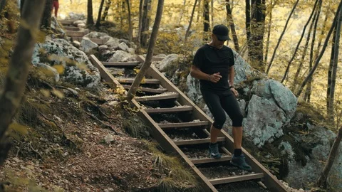 Senior Man Mountaing Running Stock Footage 95149059