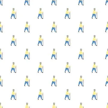 Senior man nordic walking pattern background イラスト素材