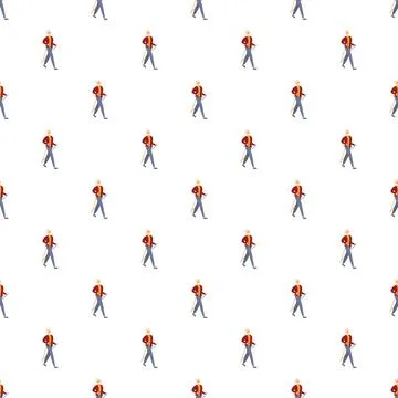 Senior man nordic walking repeat pattern background イラスト素材