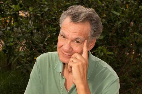 Senior man outside in deep thought Fotos Stock