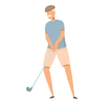 Senior man playing golf on golf course enjoying retirement Stock Illustration