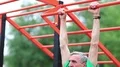 Senior man pulls up on the horizontal bar HD Footage