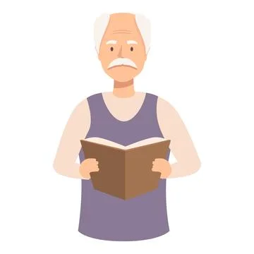 Senior man reading a book, enjoying literature and knowledge Stock Illustration