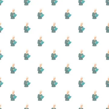 Senior man reading book seamless pattern Stock Illustration