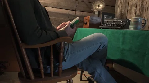 Senior man reading, comfortable reading Stock Footage 47003684