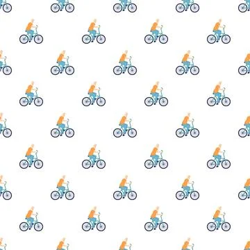 Senior man riding bicycle seamless pattern background Stock Illustration