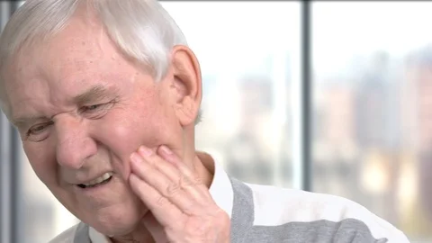 Senior man with sensitive tooth ache. Stock Footage 86283551