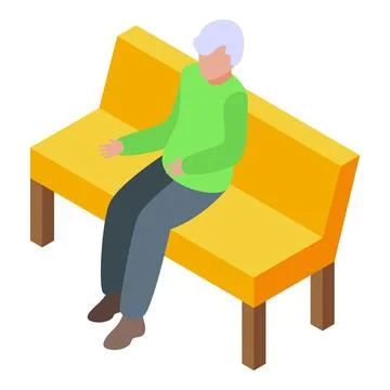 Senior man sitting on bench having stomach ache Stock Illustration