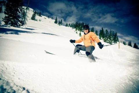 Senior Man Skiing Stock Photos