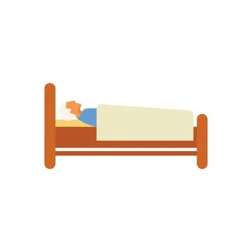 Senior man sleeping in bed on white background Illustrazione stock