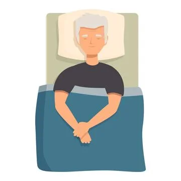 Senior man sleeping peacefully in bed at night 스톡 일러스트