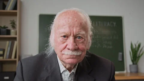 Senior Man Smiling at Desk in Computer Class Stock Footage 333709985