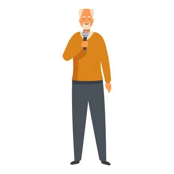 Senior man speaking with microphone making public speech Stock Illustration