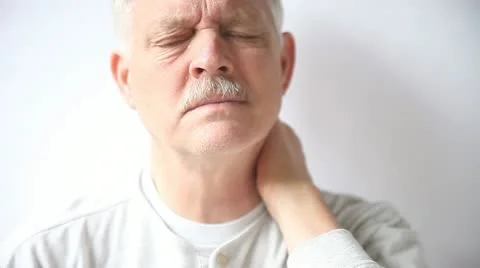 Senior man with stiff neck Stock Footage 11401084