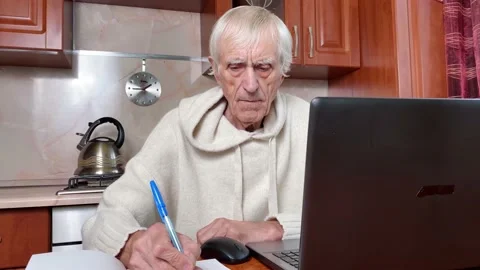Senior man studying laptop. Stock Footage 166575900