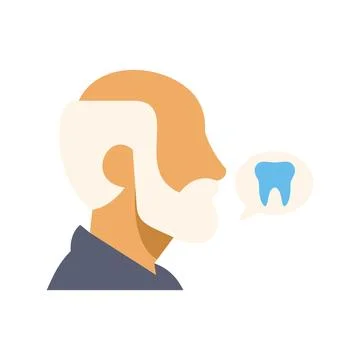 Senior man thinking about tooth, dental care concept Illustrazione stock