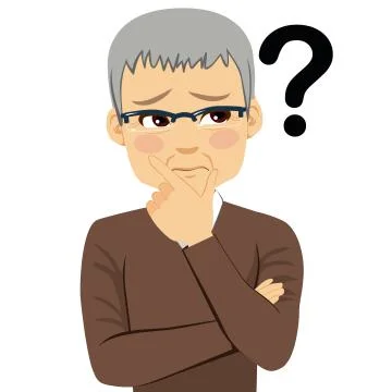 Senior Man Thinking Question Mark 스톡 일러스트