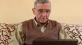 Senior man types text using laptop HD Footage
