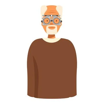 Senior man undergoing eye examination using phoropter for vision correction Stock Illustration