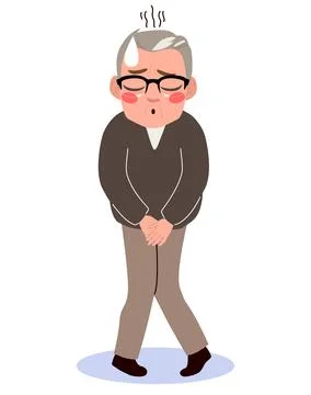 Senior Man Urination Problem Prostate Health Cartoon Vector Illustration Illustrazione stock