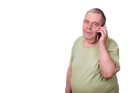 Senior man using mobile phone isolated Stock Photos