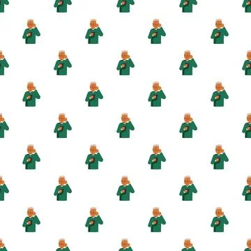 Senior man using smartphone communication seamless pattern Stock Illustration