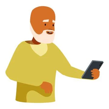 Senior man using smartphone, exploring modern communication technology Stock Illustration