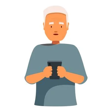 Senior man using smartphone, exploring modern communication Stock Illustration