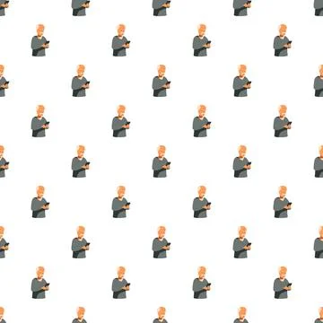 Senior man using smartphone technology seamless pattern Stock Illustration