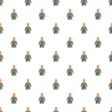 Senior man using smartphone technology seamless pattern Stock Illustration