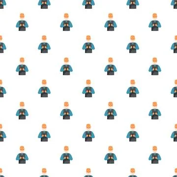 Senior man using smartphone technology seamless pattern イラスト素材