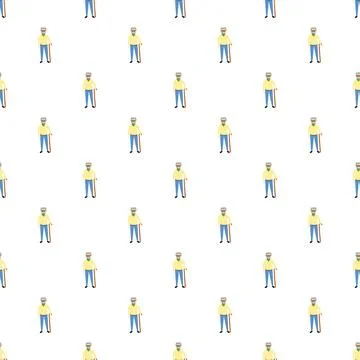 Senior man walking with a cane repeating pattern Illustrazione stock