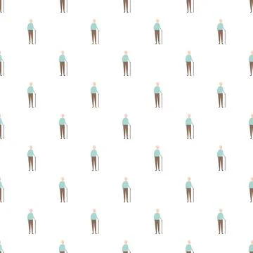Senior man walking with cane seamless pattern 库存插图