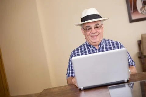 Senior man working on a computer Stock Photos