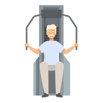 Senior man working out on chest press machine Stock Illustration