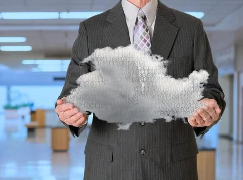 Senior manager holding cloud computing Stock-Illustration