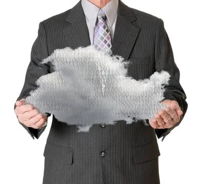 Senior manager holding cloud computing Senior male caucasian executive hol... 写真素材