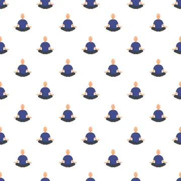 Senior meditating yoga pose repeat pattern Stock Illustration