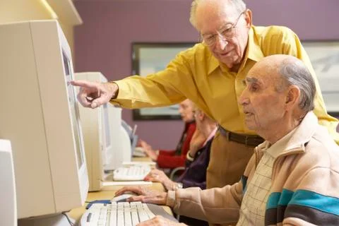Senior men using computer Stock Photos