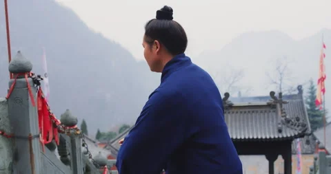 A senior monk of Wudang mountain Monastery in China demonstrates Tai Chi martial Vídeo Stock 201096570